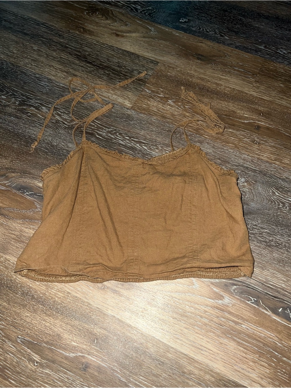 aerie Tan Cropped Tie-Strap Camisole